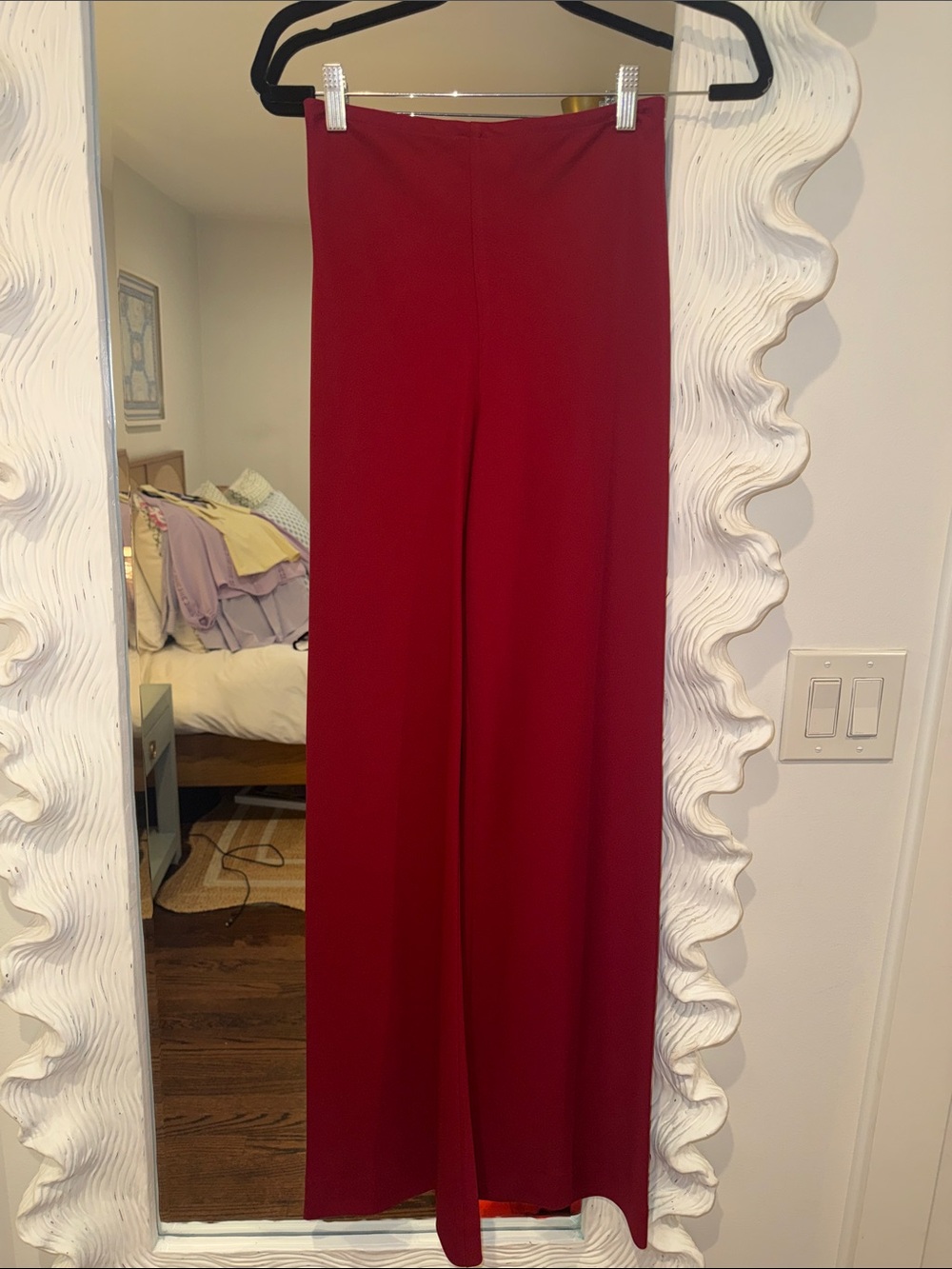 STAUD High-Waist Wide-Leg Trousers - Burgundy